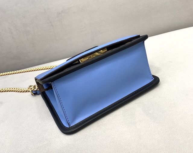 Fendi original calfskin kan I F small flap bag 8BT286 blue