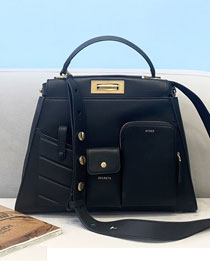 Fendi original calfskin medium peekaboo bag 8BN240A black