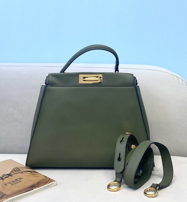 Fendi original calfskin medium peekaboo bag 8BN240A green