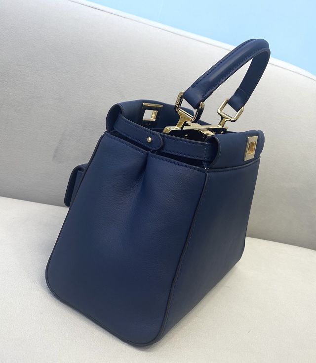 Fendi original calfskin small peekaboo bag 8BN244A navy blue