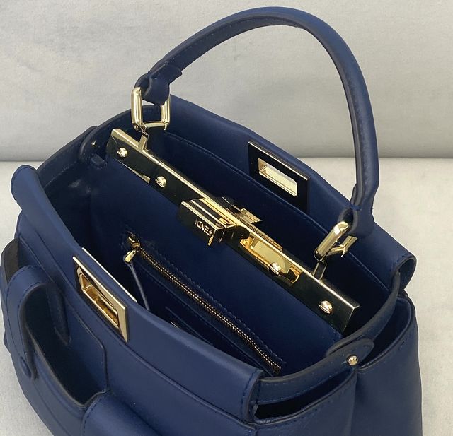 Fendi original calfskin small peekaboo bag 8BN244A navy blue