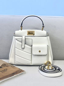 Fendi original calfskin small peekaboo bag 8BN244A white