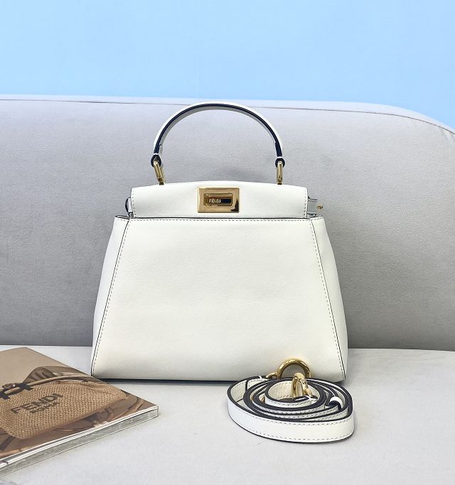 Fendi original calfskin small peekaboo bag 8BN244A white