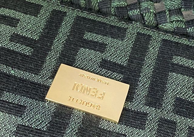 Fendi tweed medium baguette bag 8BR600 green