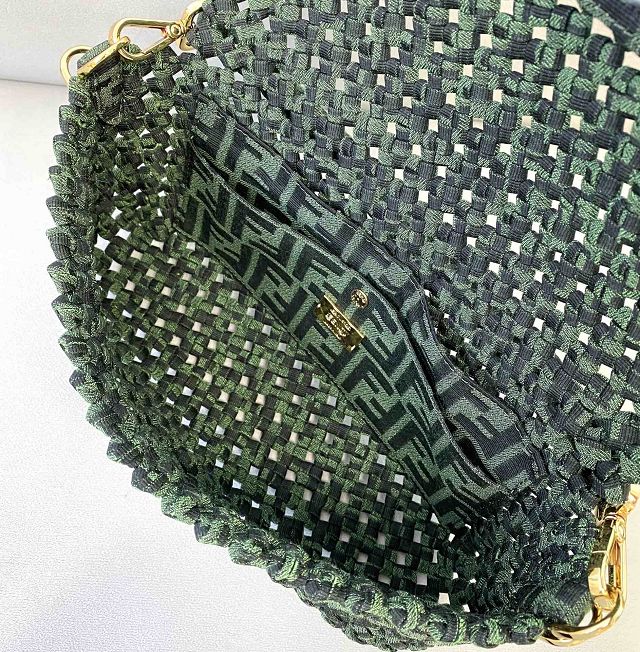 Fendi tweed medium baguette bag 8BR600 green