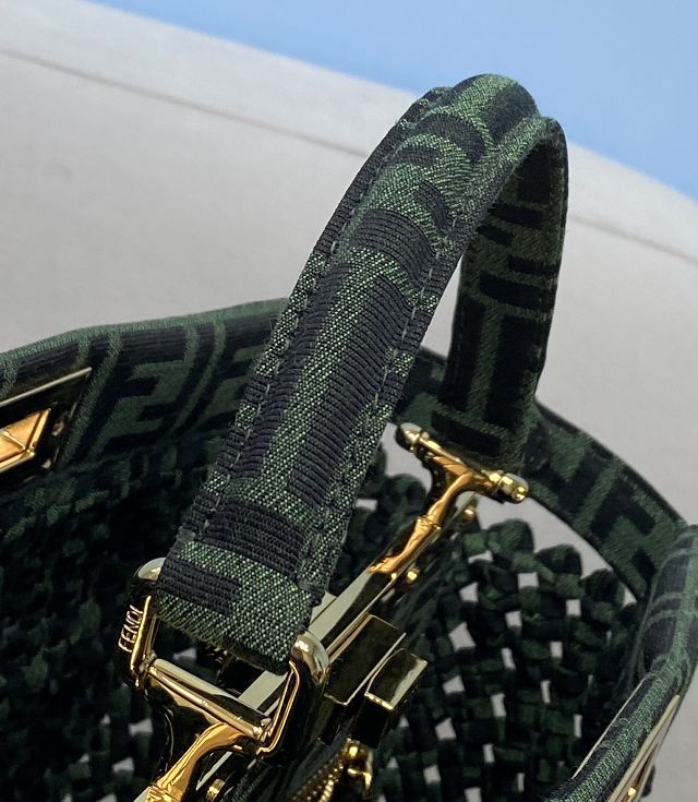 Fendi tweed medium peekaboo bag 8BN240 green