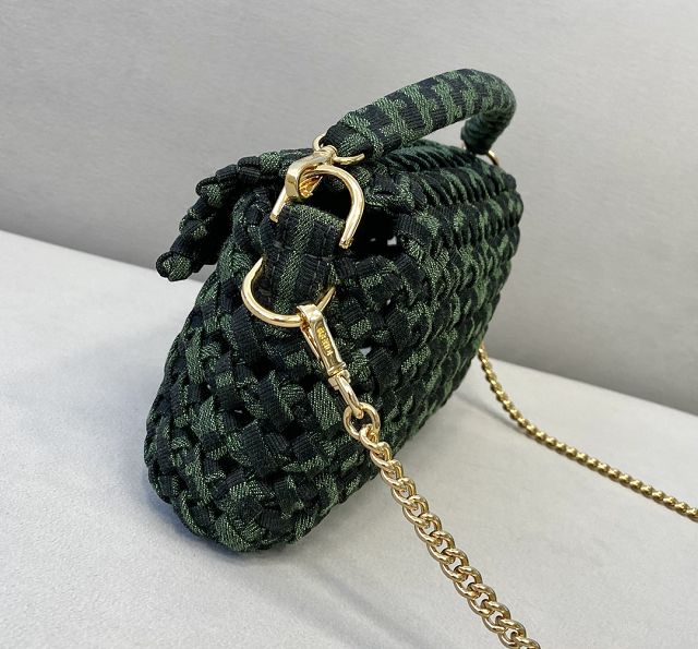 Fendi tweed mini baguette bag 8BS017 green