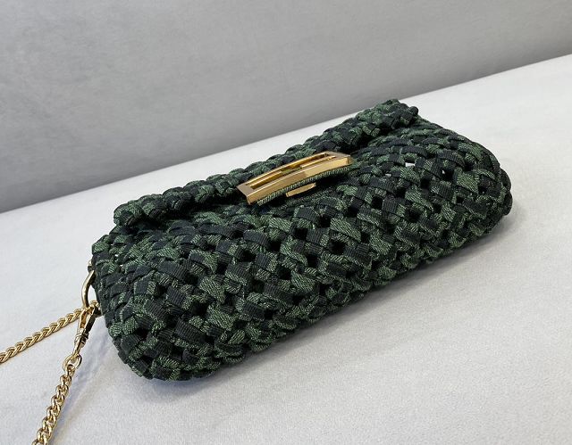 Fendi tweed mini baguette bag 8BS017 green