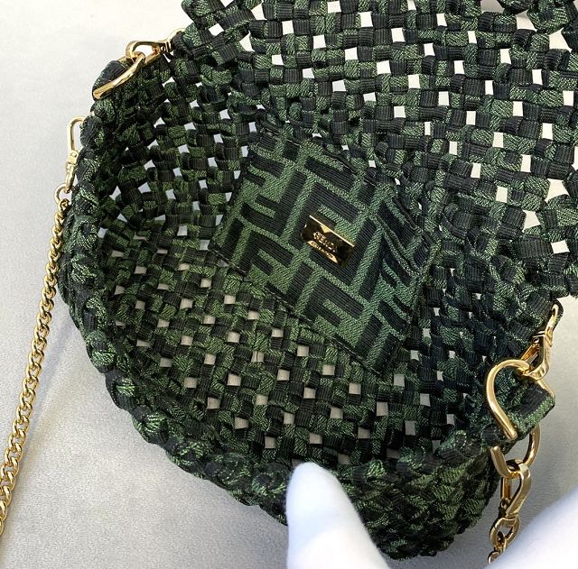 Fendi tweed mini baguette bag 8BS017 green