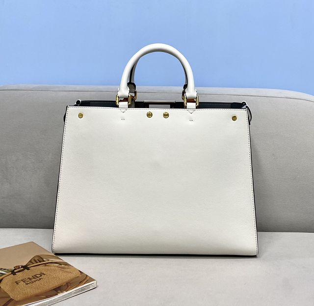 Fendi original calfskin medium X-Tote bag 8BH375 white