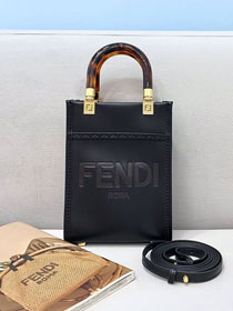 Fendi original calfskin mini sunshine shopper bag 8BS051 black