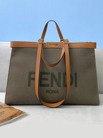 Fendi original canvas large X-Tote bag 8BH374-2 green