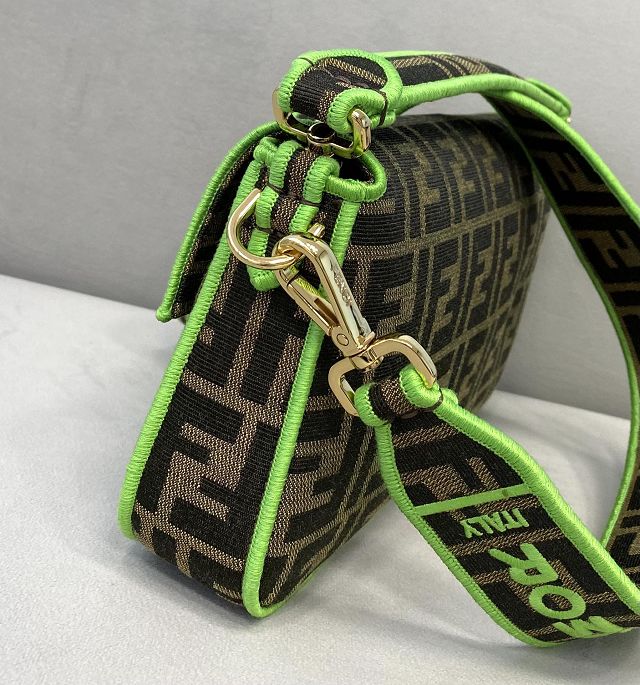 Fendi original canvas medium baguette bag 8BR600 brown&green