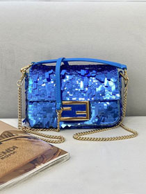 Fendi sequined mini baguette bag 8BS017 blue