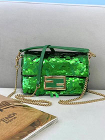 Fendi sequined mini baguette bag 8BS017 green