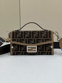 Fendi original canvas baguette soft trunk bag 7VA565 brown