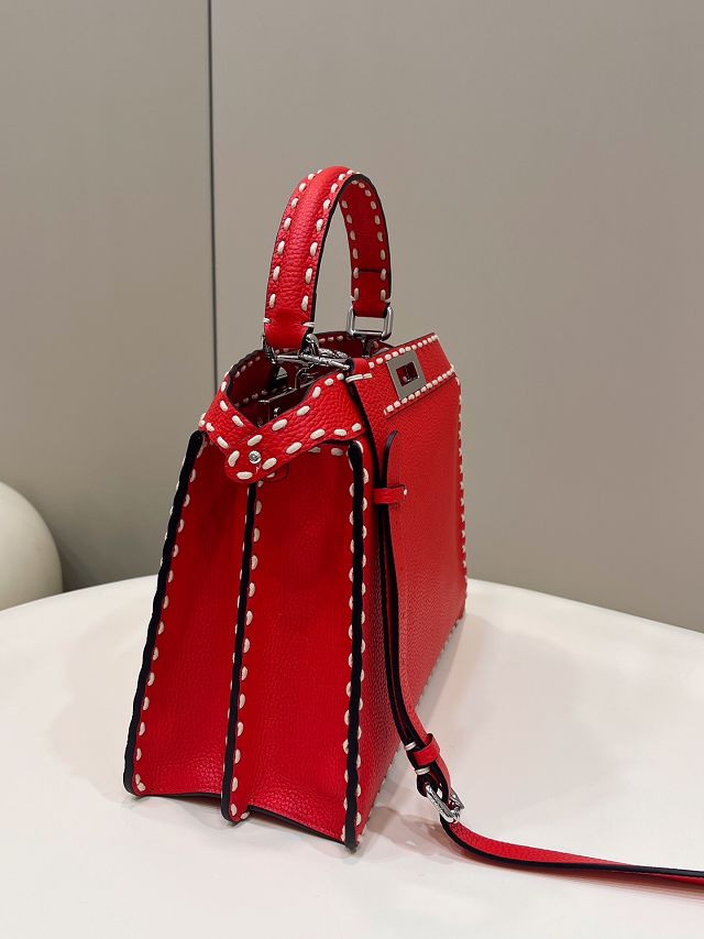 Fendi original grained calfskin medium peekaboo ISeeU bag 8BN321 red