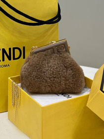 Fendi original sheepskin first nano bag 7AS051 khaki