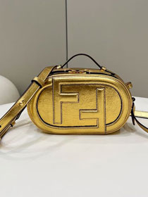 Fendi original calfskin O-Lock mini camera case 8BS058 gold