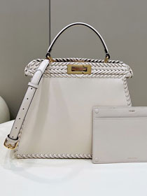 Fendi original calfskin medium peekaboo ISeeU bag 8BN321-3 white