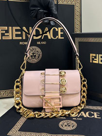 Fendi original calfskin mini brooch baguette bag 8BS066 pink