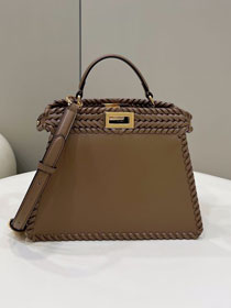 Fendi original calfskin small peekaboo ISeeU bag 8BN327-3 dark brown