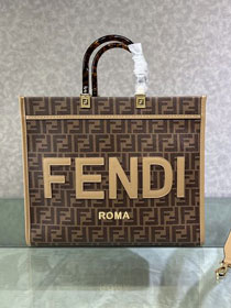 Fendi original canvas medium sunshine shopper bag 8BH386 coffee