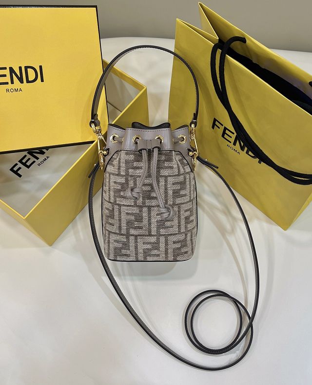 Fendi original fabric small mon tresor bucket bag 8BS010 grey