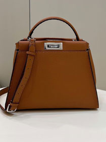 Fendi original grained calfskin medium peekaboo bag 8BN240-4 brown