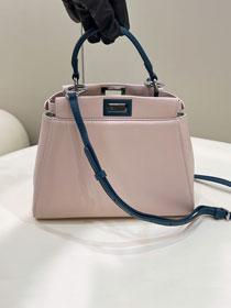 Fendi original lambskin small peekaboo bag 8BN244 pink&blue