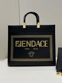 Fendi original calfskin medium sunshine shopper bag 8BH386 black