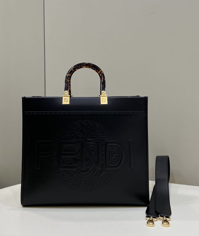 Fendi original calfskin medium sunshine shopper bag 8BH386 black