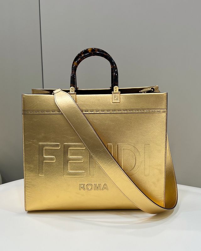 Fendi original calfskin medium sunshine shopper bag 8BH386 gold