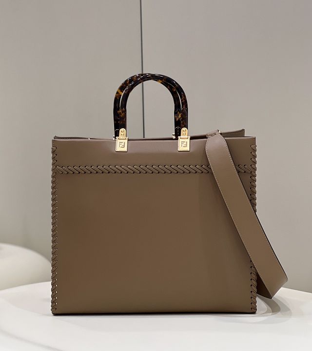 Fendi original calfskin medium sunshine shopper bag 8BH386 khaki