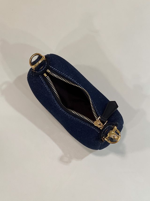 Fendi original denim nano fendigraphy bag 7AS089 navy blue