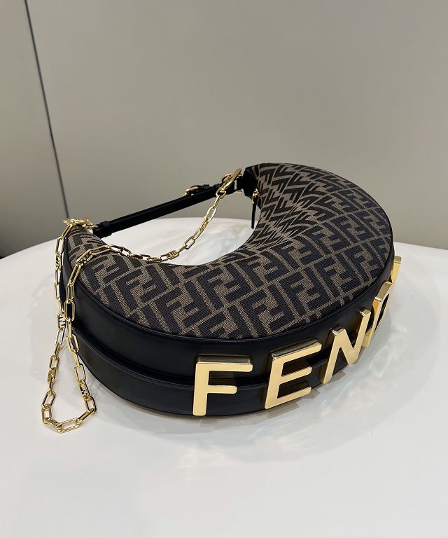 Fendi original fabric medium fendigraphy bag 8BR799 black