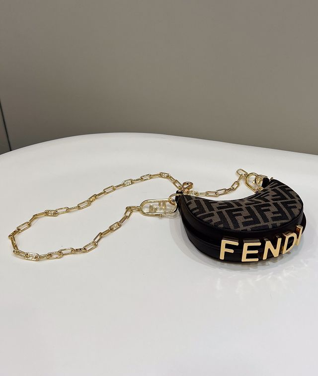 Fendi original fabric nano fendigraphy bag 7AS089 dark coffee