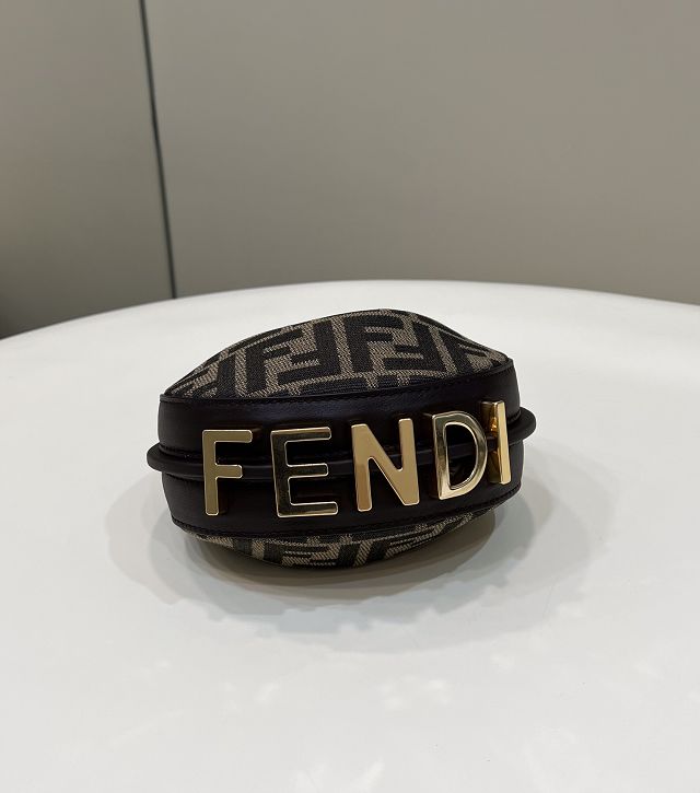 Fendi original fabric nano fendigraphy bag 7AS089 dark coffee