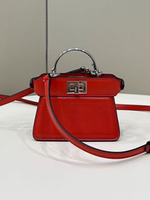 Fendi original lambskin nano peekaboo bag 7AS106 red