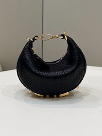 Fendi original python leather nano fendigraphy bag 7AS089 black