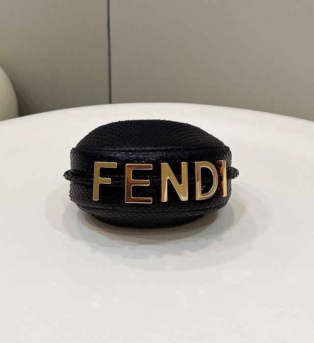 Fendi original python leather nano fendigraphy bag 7AS089 black