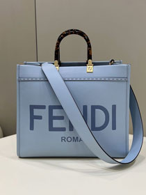 Fendi original calfskin medium sunshine shopper bag 8BH386 light blue