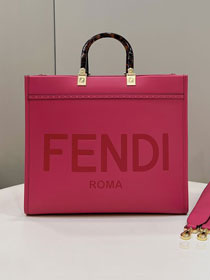 Fendi original calfskin medium sunshine shopper bag 8BH386 rose red