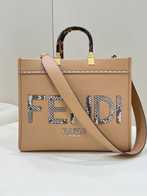 Fendi original calfskin medium sunshine shopper bag 8BH386-2 apricot