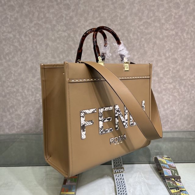 Fendi original calfskin medium sunshine shopper bag 8BH386-2 camel