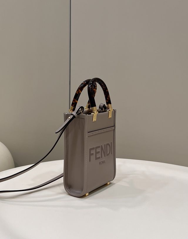 Fendi original calfskin mini sunshine shopper bag 8BS051 grey