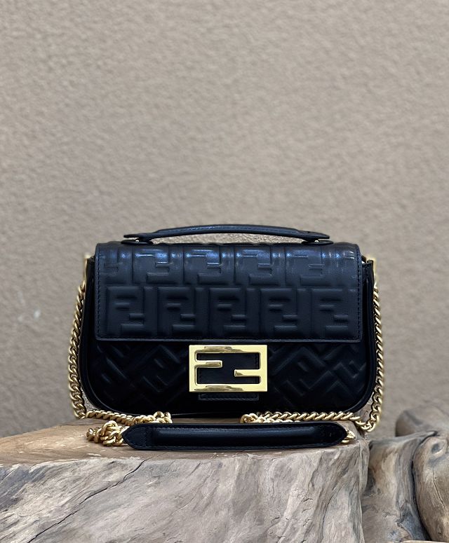 Fendi original lambskin chain baguette bag 8BR793 black