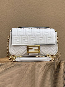 Fendi original lambskin chain baguette bag 8BR793 white