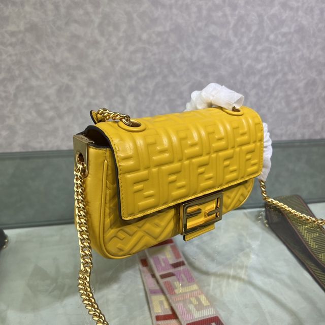 Fendi original lambskin chain baguette bag 8BR793 yellow