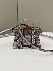 Fendi original python nano peekaboo bag 7AS106 grey